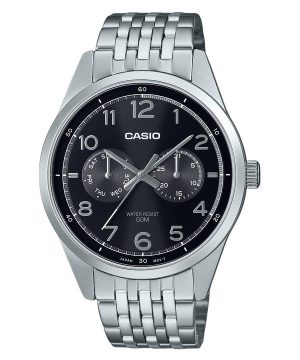 Casio Standard Analoginen ruostumattomasta teräksestä valmistettu musta kellotaulu kvartsi MTP-E340D-1AV miesten kello