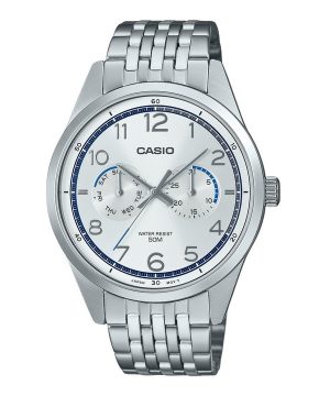 Casio Standard Analoginen ruostumattomasta teräksestä valmistettu hopeinen kellotaulu kvartsi MTP-E340D-7AV miesten kello