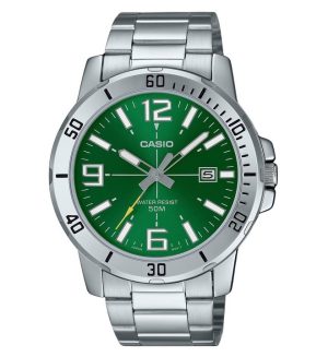 Casio Standard analoginen ruostumattomasta teräksestä valmistettu vihreä kellotaulu kvartsi MTP-VD01D-3BV miesten kello