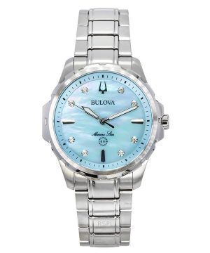 Bulova Marine Star Diamond Accents ruostumaton teräs sininen helmiäiskello kvartsi 96P248 100 naisten kello