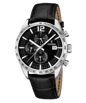 Festina Timeless Chronograph nahkaranneke musta kellotaulu kvartsi F16760-4 miesten kello