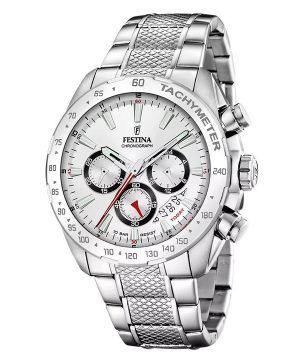 Festina Timeless Chronograph ruostumaton teräs valkoinen kellotaulu kvartsi F20668-1 100M miesten kello