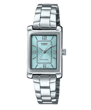 Casio Standard Analoginen ruostumattomasta teräksestä valmistettu Aqua Blue kellotaulu kvartsi LTP-1234DD-2A naisten kello