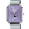 Casio Standard Analog Moon Phase ruostumaton teräs, violetti kellotaulu kvartsi MTP-M305D-6AV miesten kello