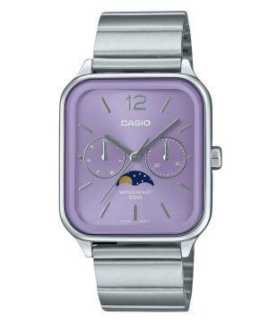 Casio Standard Analog Moon Phase ruostumaton teräs, violetti kellotaulu kvartsi MTP-M305D-6AV miesten kello