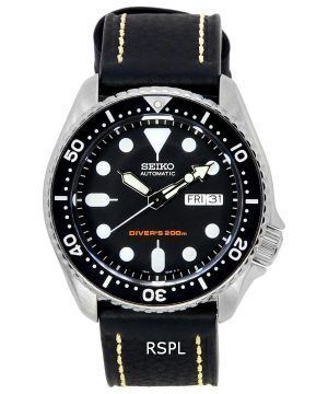 Seiko automaattisen sukeltajan suhteen musta nahka SKX007K1-LS2 200M miesten kello