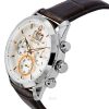 Bulova Sutton Big Date Chronograph Ruskea nahkaranneke hopea kellotaulu kvartsi 96B309 miesten kello