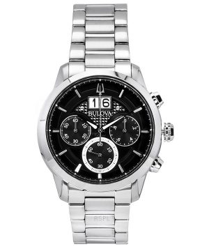 Bulova Sutton Big Date Chronograph ruostumaton teräs musta kellotaulu kvartsi 96B319 miesten kello