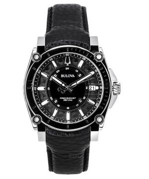 Bulova Icon Precisionist nahkaranneke harmaa kellotaulu kvartsi 96B416 100M miesten kello