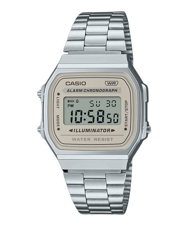 Casio Vintage digitaalinen ruostumattomasta teräksestä valmistettu rannekoru kvartsi A168WA-8 unisex kello