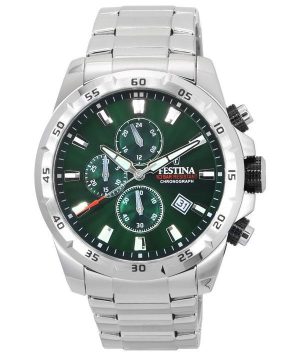 Festina Sports Chorongraph ruostumattomasta teräksestä valmistettu vihreä kellotaulu kvartsi F20463-3 F204633 100M miesten kello