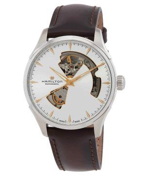 Hamilton Jazzmaster nahkaranneke, hopea avoin sydänkellotaulu, automaattinen H32675551 miesten kello