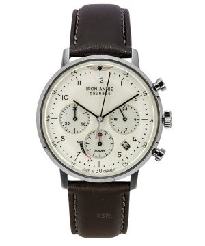 Iron Annie Bauhaus Chronograph Vegaaninen nahkaranneke, kermanvärinen kellotaulu Solar 50865n miesten kello