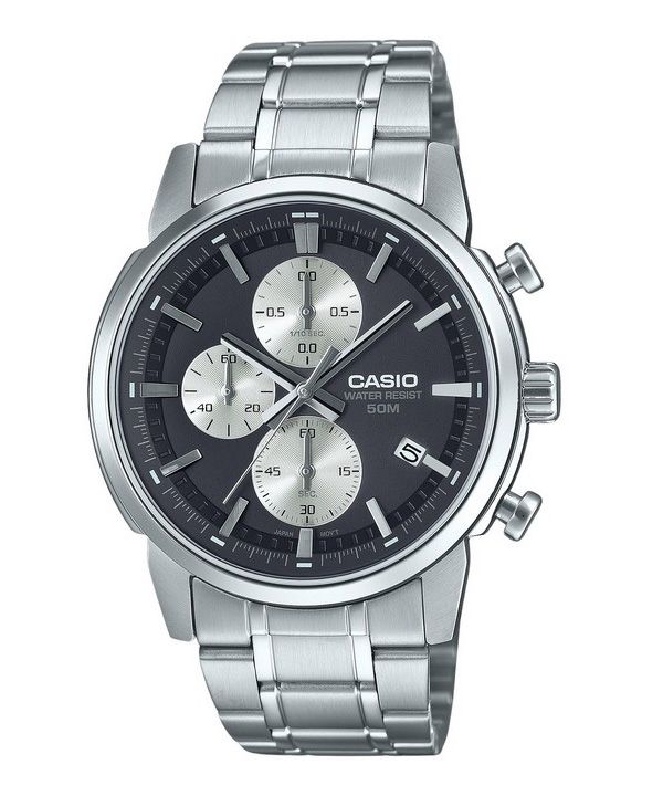 Casio Standard Analog Chronograph ruostumaton teräs musta kellotaulu kvartsi MTP-E510D-1A2V miesten kello