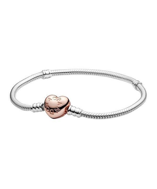 Pandora Moments Heart Clasp -käärmeketjuranneke 580719-17 naisille