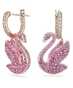 Swarovski Swan vaaleanpunaiset kristallit ja ruusukultan sävyiset korvakorut 5647544 naisille