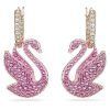 Swarovski Swan vaaleanpunaiset kristallit ja ruusukultan sävyiset korvakorut 5647544 naisille