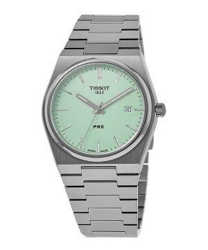 Tissot T-Classic PRX ruostumaton teräs vaaleanvihreä kellotaulu kvartsi T137.410.11.091.01 100M Unisex kello