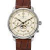 Zeppelin Mediterranean Moon Phase nahkaranneke beige kellotaulu kvartsi 96365 miesten kello