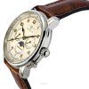 Zeppelin Mediterranean Moon Phase nahkaranneke beige kellotaulu kvartsi 96365 miesten kello