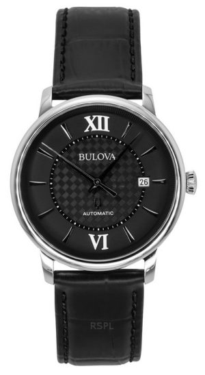 Bulova Analoginen Hudson nahkaranneke musta kellotaulu 96B441 miesten kello