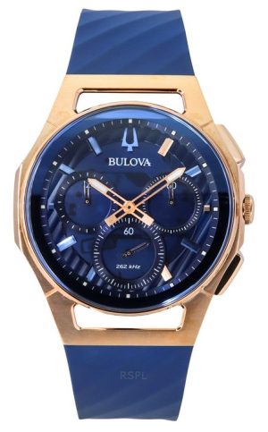 Bulova Marc Anthony CURV Chronograph kumihihna sininen kellotaulu kvartsi 97A185 miesten kello