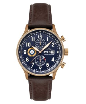 AVI-8 Hawker Hurricane Classic Chronograph Nahkahihna Admiral Blue Kellotaulu Kvartsi AV-4011-0O Miesten kello