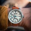 AVI-8 Hawker Hurricane Mckellar Dual Time Brown Beige Nahkahihna Kermanvärinen kellotaulu AV-4101-0C Quartz Miesten kello lisähi