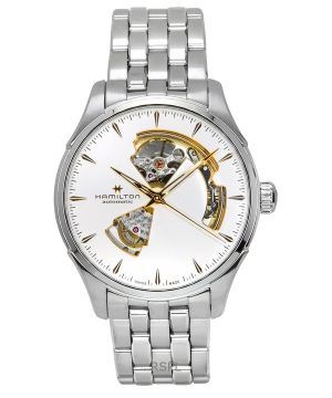 Hamilton Jazzmaster ruostumattomasta teräksestä hopea avoin sydänkello, automaattinen H32675151 miesten kello