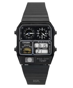 Citizen Analog Digital Dual Time ruostumattomasta teräksestä valmistettu musta kellotaulu kvartsi JG2105-93E miesten kello