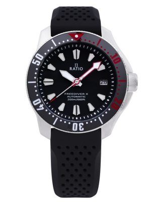 Ratio FreeDiver X Marine Musta mustalla keraamisella upotekoristeella automaattinen sukeltaja RTX001 200M miesten kello