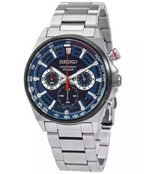 Seiko Conceptual Chronograph ruostumaton teräs sininen kellotaulu kvartsi SSB407P1 100M miesten kello