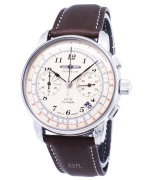 Kunnostettu Zeppelin LZ126 Chronograph beige kellotaulu Saksassa valmistettu kvartsi 76145 miesten kello