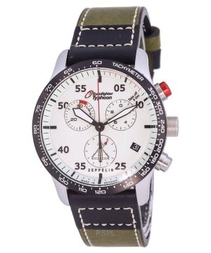 Kunnostettu Zeppelin Eurofighter Chronograph nahkaranneke beige kellotaulu Quartz 72985 100M miesten kello