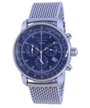 Kunnostettu Zeppelin 100 Jahre Ed.1 Chronograph Blue Dial Quartz 7680M3 miesten kello