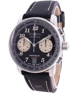 Kunnostettu Zeppelin LZ127 Chronograph nahkaranneke musta kellotaulu Quartz 86743 miesten kello