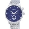 Kunnostettu Citizen Eco-Drive Moon Phase Blue kuvioitu kellotaulu Japanissa valmistettu AP1050-56L miesten kello