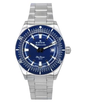 Edox Skydiver Date Limited Edition ruostumattomasta teräksestä valmistettu sininen kellotaulu automaattinen sukeltaja 80126 3BUM