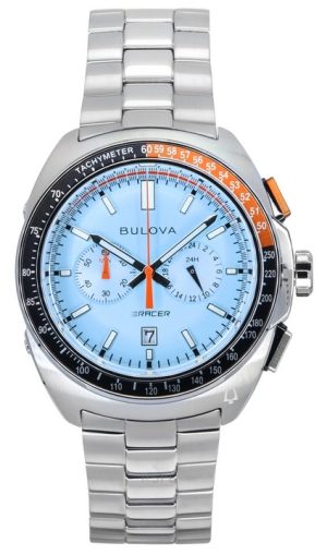 Bulova Racer Chronograph ruostumaton teräs sininen kellotaulu kvartsi 98B432 100M miesten kello