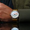 AVI-8 Flyboy Wingman Worldtimer GMT automaattinen hiekanvihreä hihna, kermanvärinen kellotaulu AV-4120-02 miesten kello lisähihn