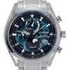 Citizen Radio-ohjattu Moon Phase Super Titanium Green Dial Eco-Drive BY1010-81X 100M miesten kello