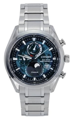 Citizen Radio-ohjattu Moon Phase Super Titanium Green Dial Eco-Drive BY1010-81X 100M miesten kello