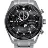 Citizen Tsuki-Yomi Radio-ohjattu kuun vaiheen Super Titanium Black Dial Eco-Drive BY1018-80E 100M miesten kello