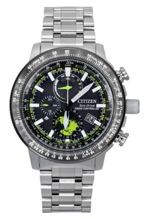 Citizen Promaster Geo Trekker ruostumattomasta teräksestä valmistettu musta kellotaulu Eco-Drive BY3006-53E 200M miesten pilotti