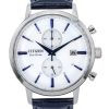 Citizen Eco-Drive Chronograph nahkaranneke valkoinen kellotaulu CA7069-16A miesten kello