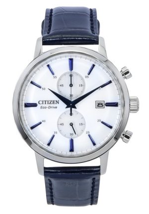 Citizen Eco-Drive Chronograph nahkaranneke valkoinen kellotaulu CA7069-16A miesten kello