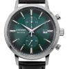 Citizen Eco-Drive Chronograph nahkaranneke vihreä kellotaulu CA7069-24X miesten kello