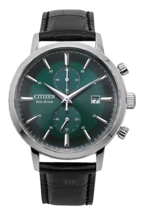 Citizen Eco-Drive Chronograph nahkaranneke vihreä kellotaulu CA7069-24X miesten kello