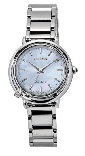 Citizen L Arcly Diamond Accent ruostumattomasta teräksestä valmistettu helmiäiskellotaulu Eco-Drive EM1090-60D naisten kello lis