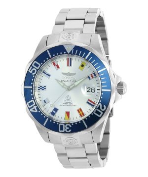 Invicta Grand Pro Diver ruostumattomasta teräksestä hopea kellotaulu automaattinen sukeltaja 21324 300M miesten kello